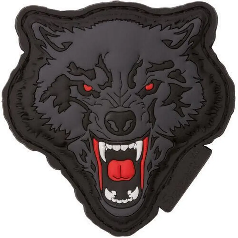Morale Patch Wolf Rubber Patch Color 3D hook and loop