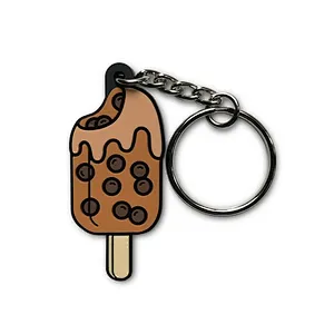 Brown Sugar Boba lce Cream Bar Popsicle PVC Keychain Bubble Tea