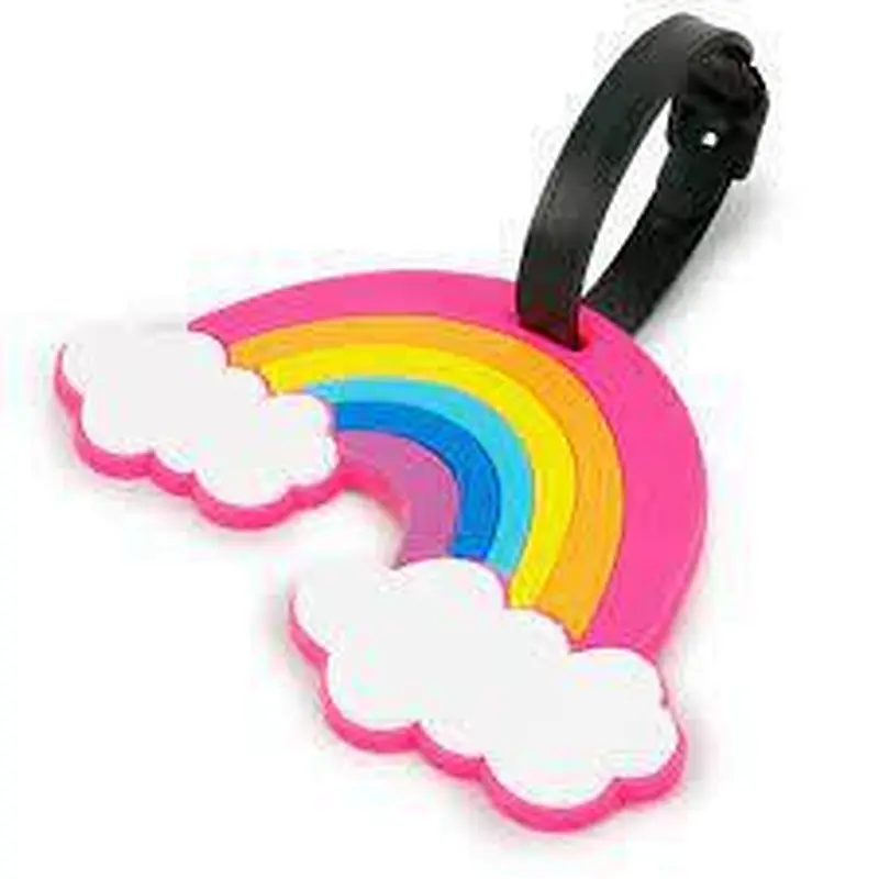Pvc Luggage Brand Rainbow Cartoon Luggage Tag