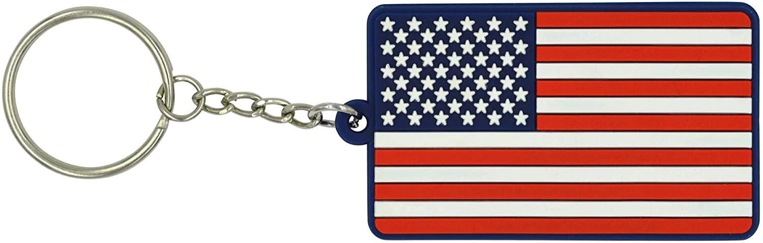 American Flag soft rubber pvc Keychain with Key Ring