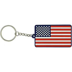 American Flag soft rubber pvc Keychain with Key Ring