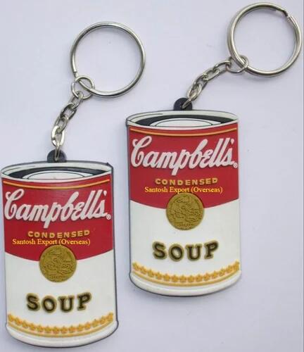 2D soup keychain Flexible rubber Soft PVC keychain