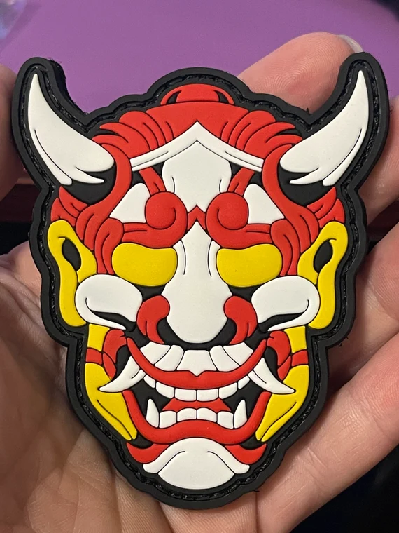 Hannya Mask Monster Mask Hook and Loop PVC Patch