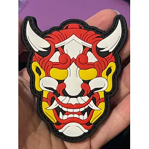 Hannya Mask Monster Mask Hook and Loop PVC Patch