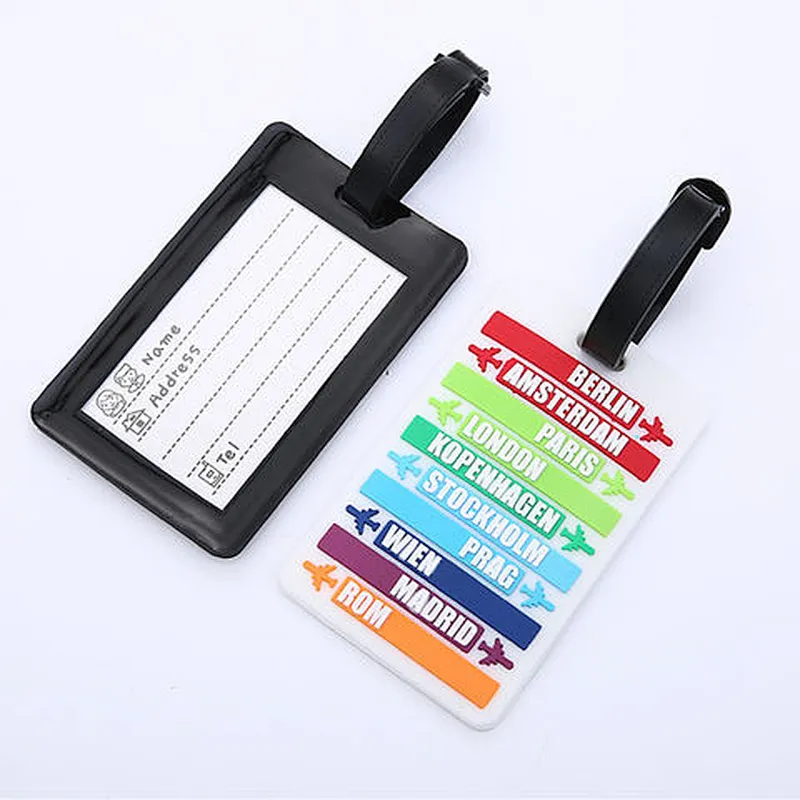 China Soft Pvc Luggage Tag Soft Letters Travel Passport Holder Luggage Tag