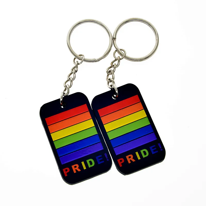 Gay Pride Keychains Rainbow Logo Gay Silicone Soft Pvc Keychain