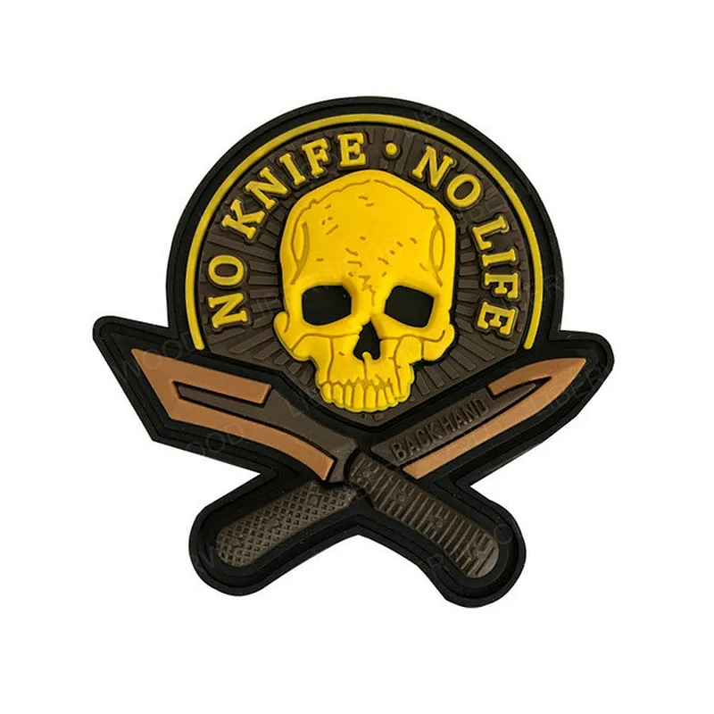 Knife No Life Skull Pvc 3d Military Tactical Patch Badge Applique Emblem