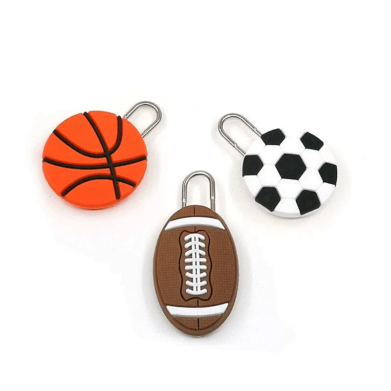PVC Zipper Pull Puller End Basketball football shape Zipper Sliders