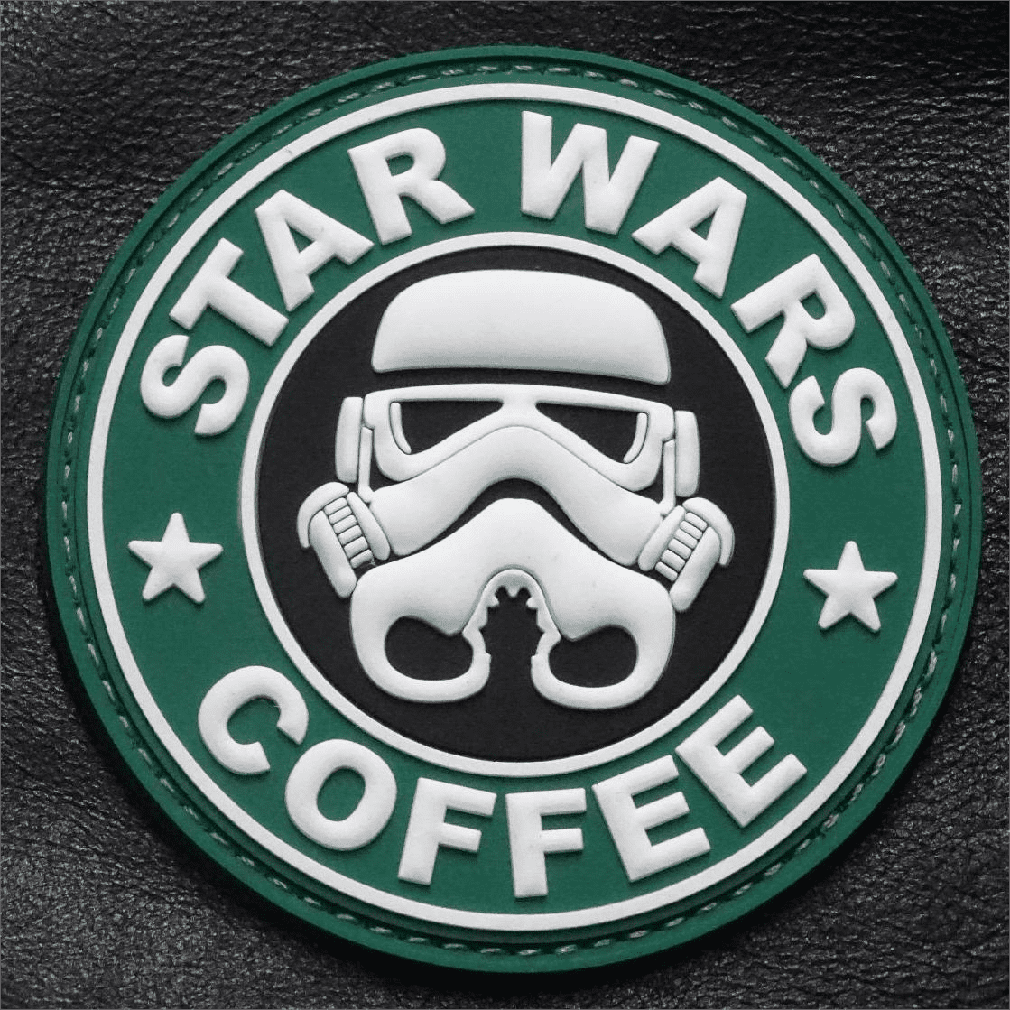 3D STAR WARS and COFFEE Army Green pvc patch