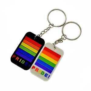 Gay Pride Keychains Rainbow Logo Gay Silicone Soft Pvc Keychain