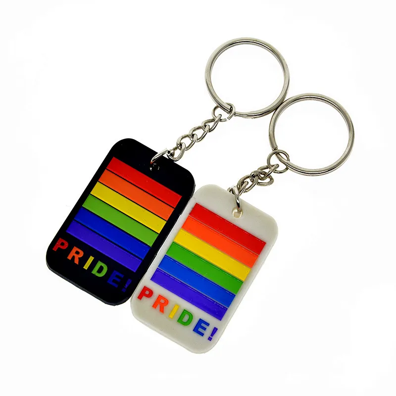 Gay Pride Keychains Rainbow Logo Gay Silicone Soft Pvc Keychain