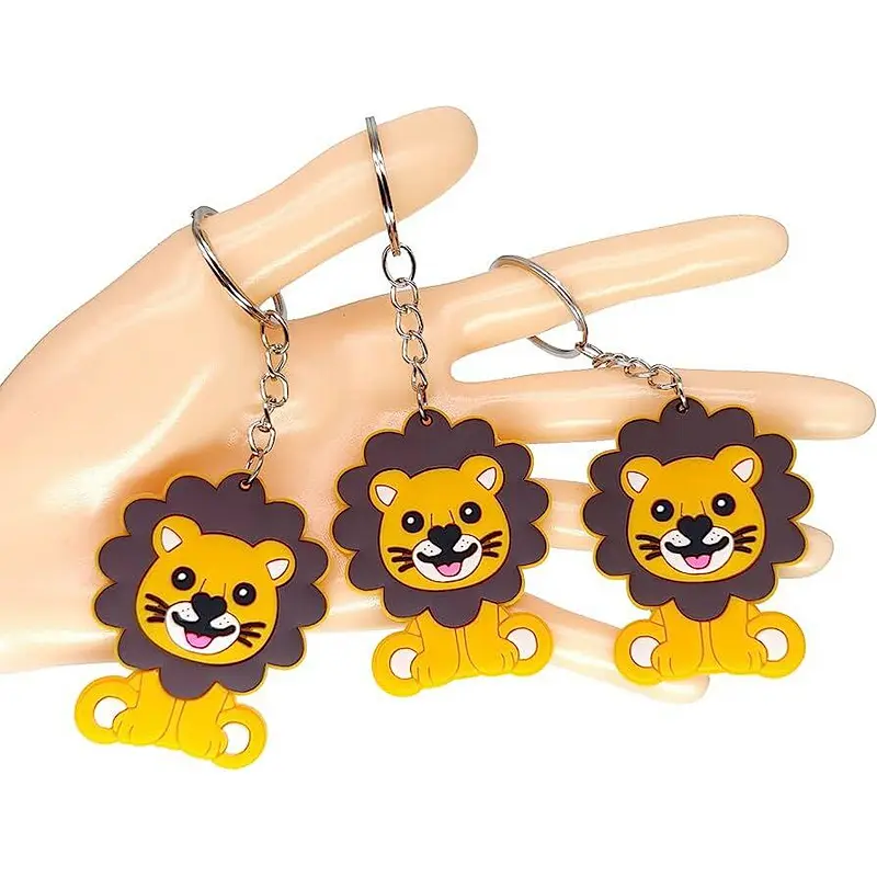 New Colorful Forest Zoo Animal Lion PVC Keychain