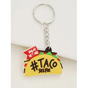 Custom made keychain 2D Taco Charm keychain Flexible rubber Soft PVC keychains