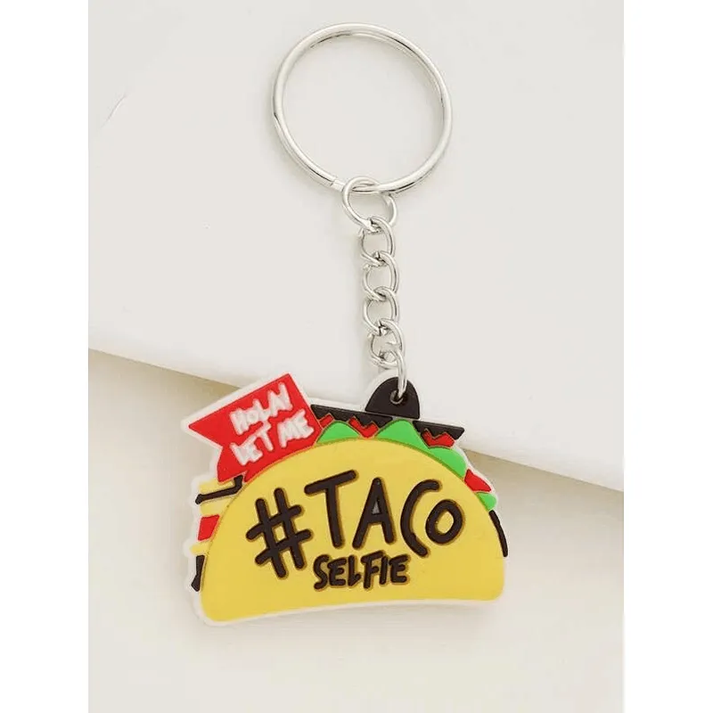 Custom made keychain 2D Taco Charm keychain Flexible rubber Soft PVC keychains
