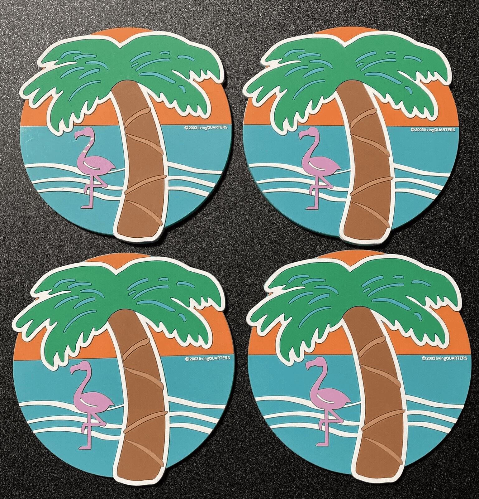 Living Quarters Flamingo Palm Tree Decorative PVC Coasters