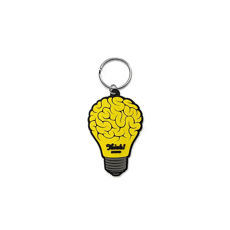 2d 3d Logo Light Bulb Shape Rubber Soft Pvc Keychains