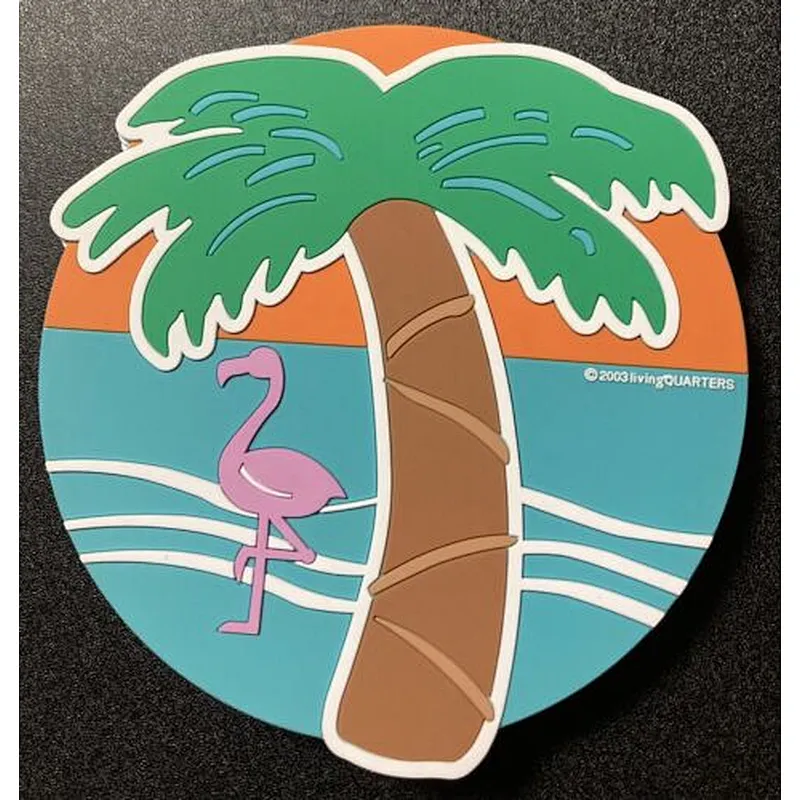 Living Quarters Flamingo Palm Tree Decorative PVC Coasters