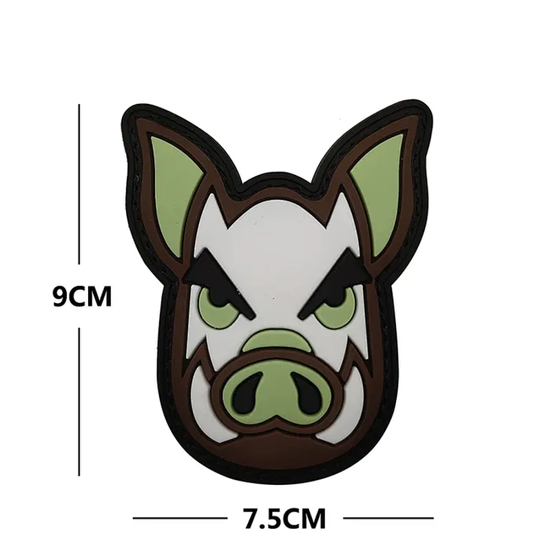 3D TACTICAL PIG VELCRO BACKED PVC RUBBER PATCH Airsoft Morale Badge Wild Boar Hog