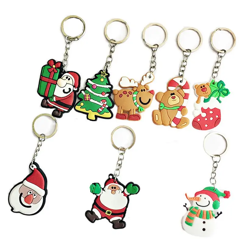 Promotional Gift Pvc Rubber Keychain Christmas Tree Keyring Gift