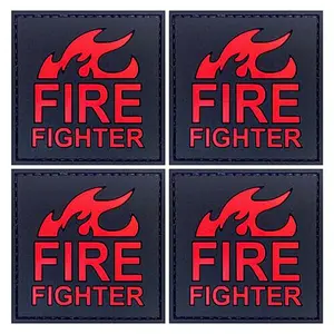 PVC Patch Fire Fighter on Fire 3D Badge Hook