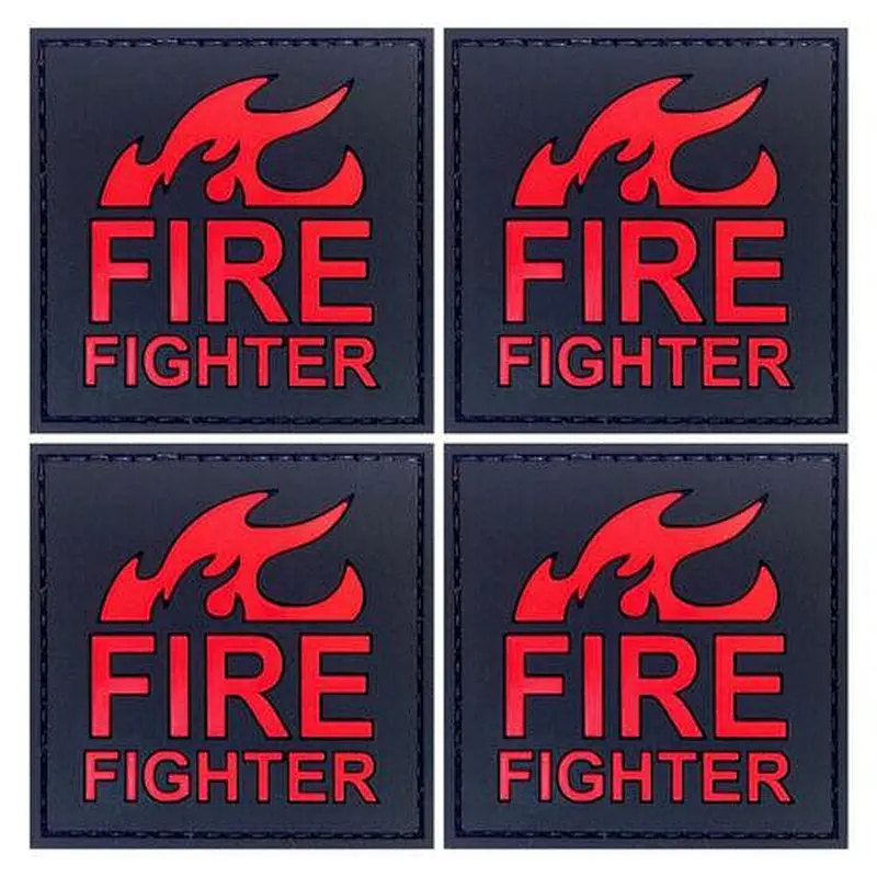PVC Patch Fire Fighter on Fire 3D Badge Hook