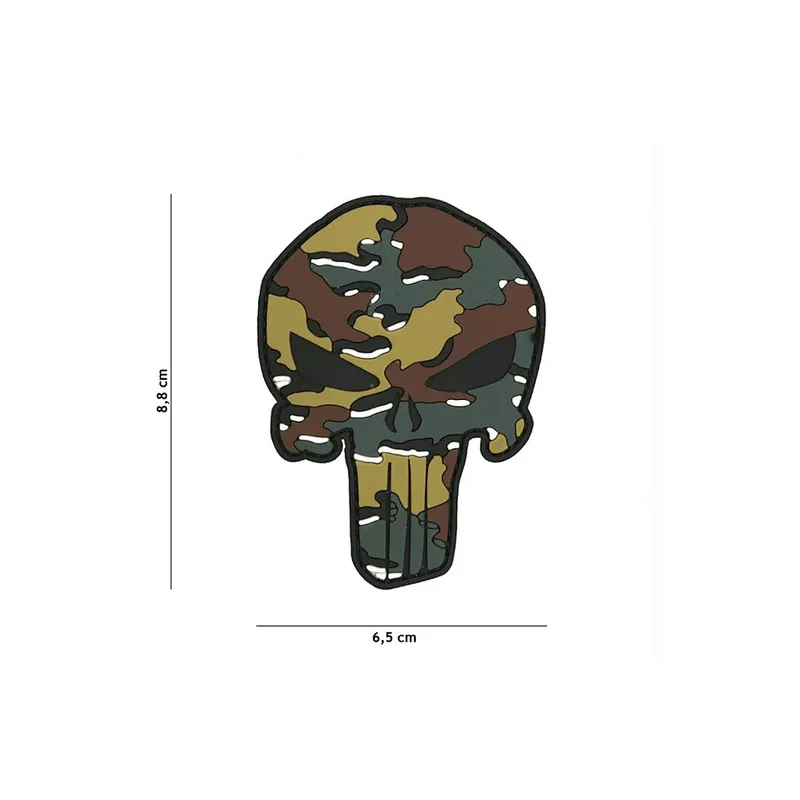 Punisher Skull Green & Gray Digital Camo Pattern PVC Hook Back Patch
