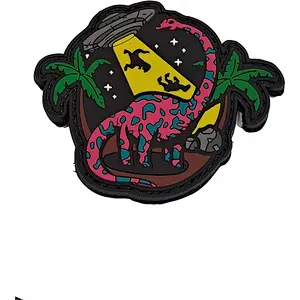 Dinosaur Space PVC Patch UFO End Or World Hook Loop