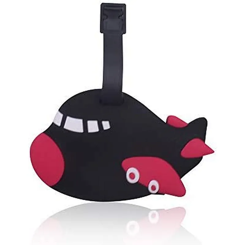 Custom Logo Airplane Shape Soft Pvc Silicone Travel Baggage Name Tags Luggage Bag Tag