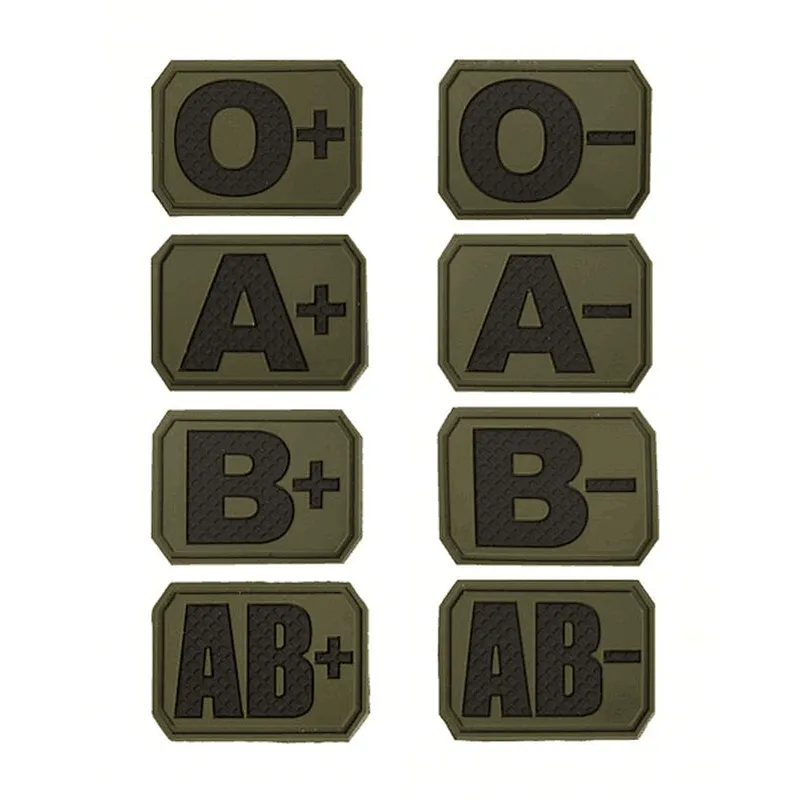 3D PVC Army Military Blood Type Patch