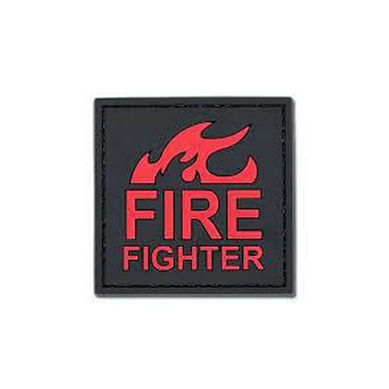 PVC Patch Fire Fighter on Fire 3D Badge Hook