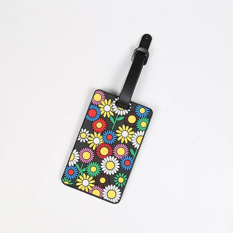 Hot Sell Flower Color Popular Pvc Rubber Business Id Card Holder Luggage Tag For On Boarding Travelling