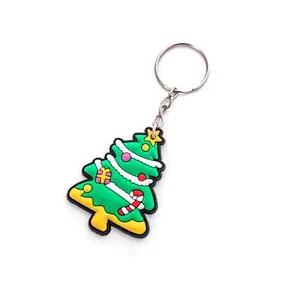Promotional Gift Pvc Rubber Keychain Christmas Tree Keyring Gift