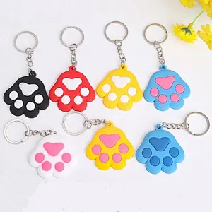 PVC Keychain Creative Cute Dog Cat Paw Cartoon Animal Soft Silicone Car Accessories