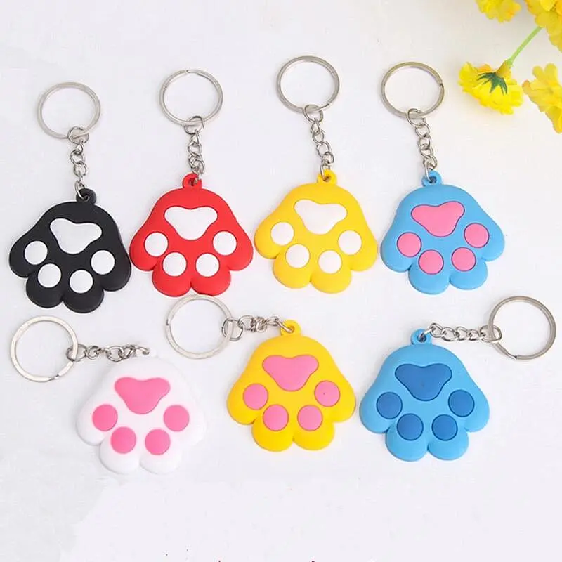 PVC Keychain Creative Cute Dog Cat Paw Cartoon Animal Soft Silicone Car Accessories