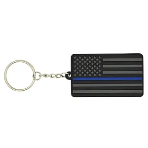 American Flag soft rubber pvc Keychain with Key Ring