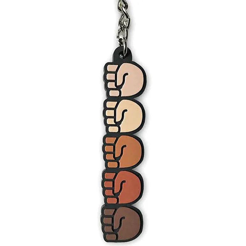 Stand Together Raised Fists PVC soft rubber Keychain