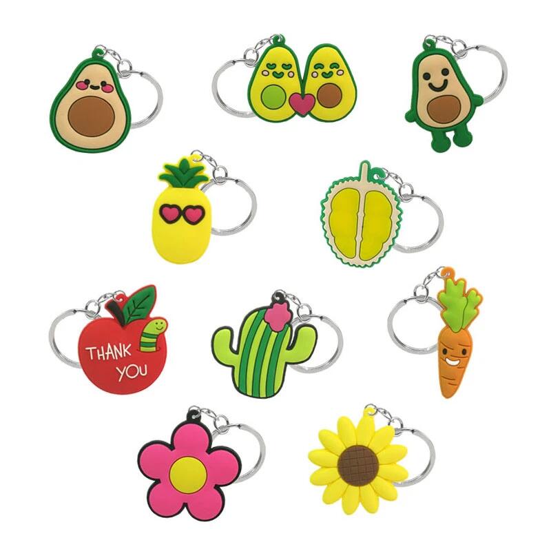 flowers avocado apple Cactuscarrot pineapple durian cartoon keychain