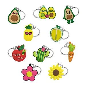 flowers avocado apple Cactuscarrot pineapple durian cartoon keychain