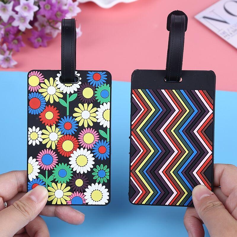 Hot Sell Flower Color Popular Pvc Rubber Business Id Card Holder Luggage Tag For On Boarding Travelling