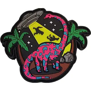 Dinosaur Space PVC Patch UFO End Or World Hook Loop