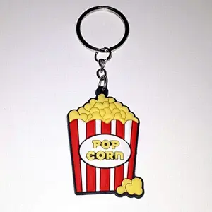Customized made cartoon Popcorn soft Pvc rubber Personalized Keychains