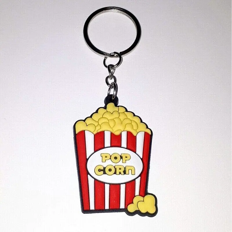 Customized made cartoon Popcorn soft Pvc rubber Personalized Keychains