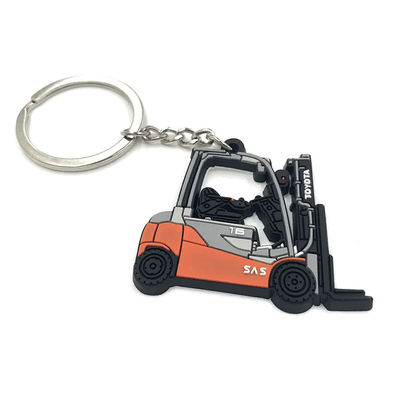 Pvc Rubber Car Logo Forklifts Keychains