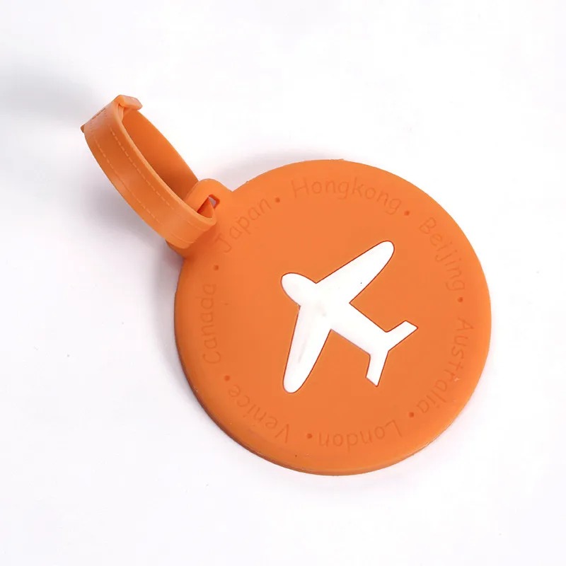 Personalized Cheap Round Tap Rubber Loop Bag Tag Soft Pvc Luggage Name Tag