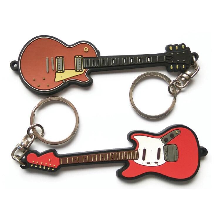 Custom Guitar High Quality 2d Rubber Pvc Keychain