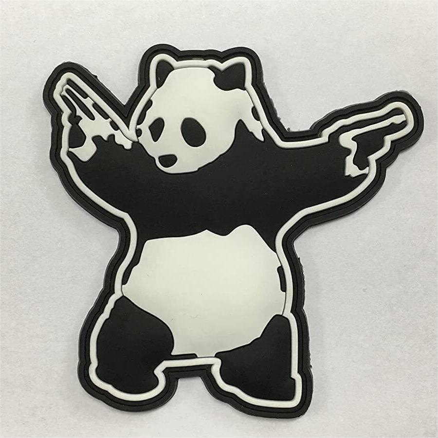 3D PVC Panda with Guns Shooting Panda Rubber PVC Morale Patch
