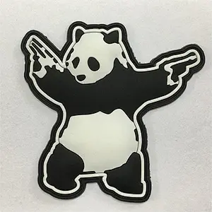 3D PVC Panda with Guns Shooting Panda Rubber PVC Morale Patch