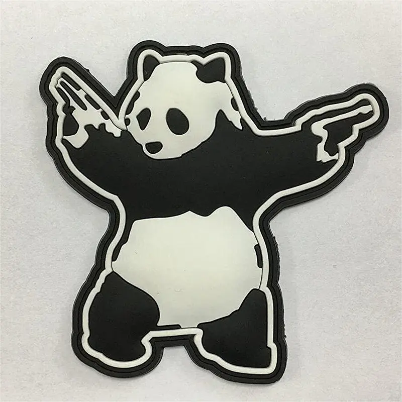 3D PVC Panda with Guns Shooting Panda Rubber PVC Morale Patch
