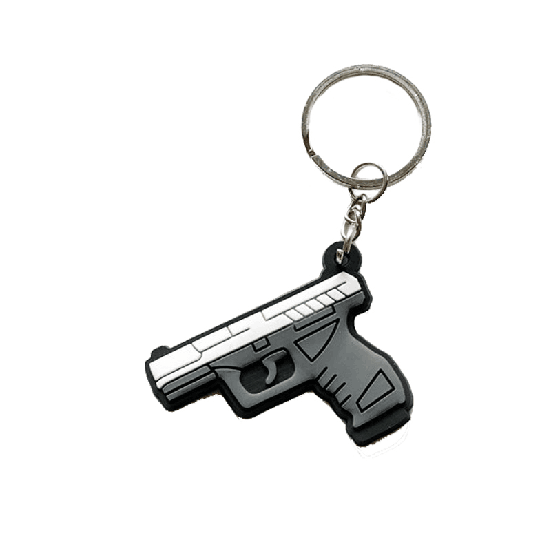 Custom Logo Mini Key Chains Soft Pvc Toy Gun Keychain
