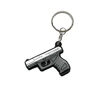 Custom Logo Mini Key Chains Soft Pvc Toy Gun Keychain